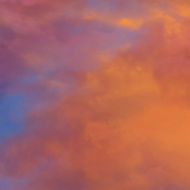 Güzel renkli doğal manzara. Kırmızı ve turuncu bulutlar ve güneş ışığı ile Yaz akşamı gökyüzü arka plan. Metin veya reklam için boş alan.