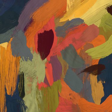 Tuval el yapımı yağlıboya. Renkli doku. Fırça darbeleri. Renkli görüntü. Modern sanat. Çağdaş sanat.