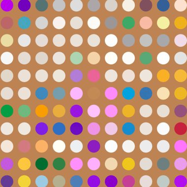 Halkalar ile dikişsiz polka nokta desen. Soyut asimetrik doku. Fayans bahar arka plan. Parlak pembe, turuncu, beyaz, sarı renkler. Aile dekoru, tatil ambalaj kağıdı. Olay vektör tasarımı