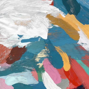 Tuval el yapımı yağlıboya. Renkli doku. Fırça darbeleri. Renkli görüntü. Modern sanat. Çağdaş sanat.