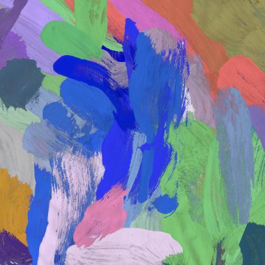 Tuval el yapımı yağlıboya. Renkli doku. Fırça darbeleri. Renkli görüntü. Modern sanat. Çağdaş sanat.