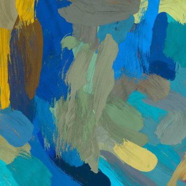 Tuval el yapımı yağlıboya. Renkli doku. Fırça darbeleri.