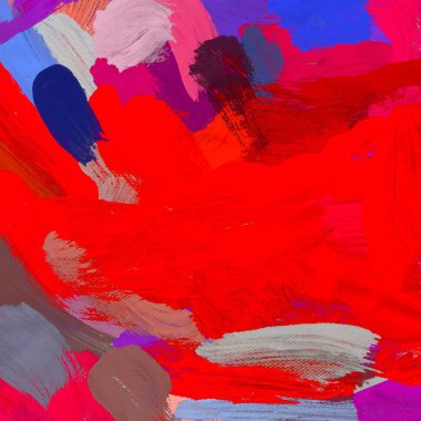 Tuval el yapımı yağlıboya. Renkli doku. Fırça darbeleri. Renkli görüntü. Modern sanat. Çağdaş sanat.