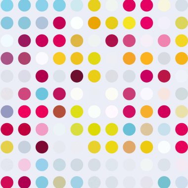 Beyaz bir arka plan üzerinde bahar renkleri daireler ile dikişsiz polka nokta deseni. Vektör yinelenen doku.