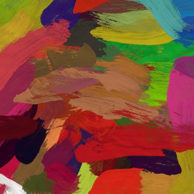 Tuval el yapımı yağlıboya. Renkli doku. Fırça darbeleri. Renkli görüntü. Modern sanat. Çağdaş sanat.