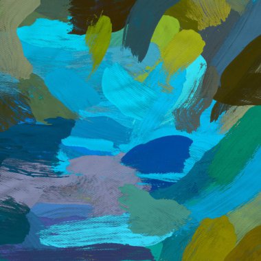 Tuval el yapımı yağlıboya. Renkli doku. Fırça darbeleri. Renkli görüntü. Modern sanat. Çağdaş sanat.