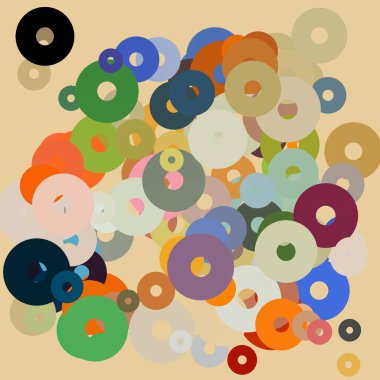 Beyaz bir arka plan üzerinde kaotik çok renkli daireler