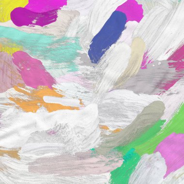 Tuval el yapımı yağlıboya. Renkli doku. Fırça darbeleri. Renkli görüntü. Modern sanat. Çağdaş sanat.