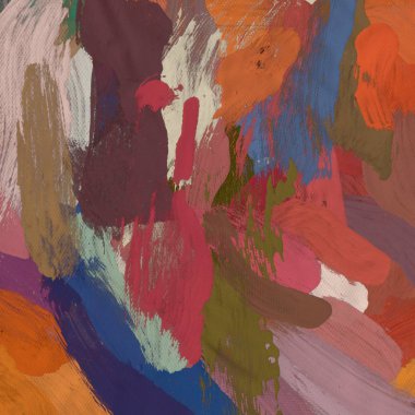 Tuval el yapımı yağlıboya. Renkli doku. Fırça darbeleri. Renkli görüntü. Modern sanat. Çağdaş sanat.