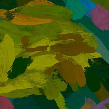 Tuval el yapımı yağlıboya. Renkli doku. Fırça darbeleri. Renkli görüntü. Modern sanat. Çağdaş sanat.