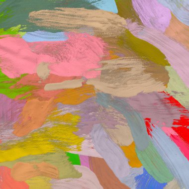 Tuval el yapımı yağlıboya. Renkli doku. Fırça darbeleri. Renkli görüntü. Modern sanat. Çağdaş sanat.