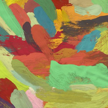 Tuval el yapımı yağlıboya. Renkli doku. Fırça darbeleri. Renkli görüntü. Modern sanat. Çağdaş sanat.