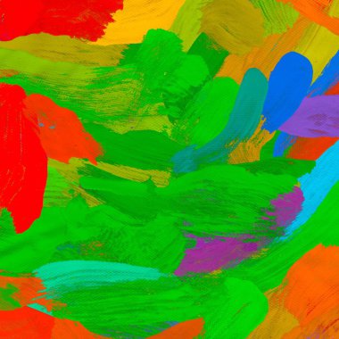 Tuval el yapımı yağlıboya. Renkli doku. Fırça darbeleri. Renkli görüntü. Modern sanat. Çağdaş sanat.