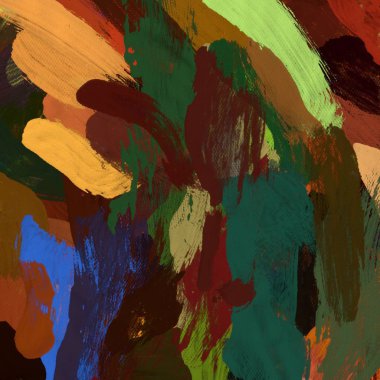 Tuval el yapımı yağlıboya. Renkli doku. Fırça darbeleri. Renkli görüntü. Modern sanat. Çağdaş sanat.