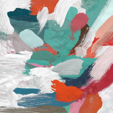 Tuval el yapımı yağlıboya. Renkli doku. Fırça darbeleri. Renkli görüntü. Modern sanat. Çağdaş sanat.