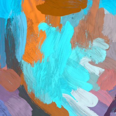 Tuval el yapımı yağlıboya. Renkli doku. Fırça darbeleri.