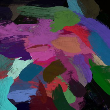 Tuval el yapımı yağlıboya. Renkli doku. Fırça darbeleri. Renkli görüntü. Modern sanat. Çağdaş sanat.