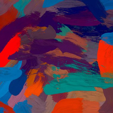 Tuval el yapımı yağlıboya. Renkli doku. Fırça darbeleri.