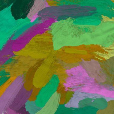 Tuval el yapımı yağlıboya. Renkli doku. Fırça darbeleri.