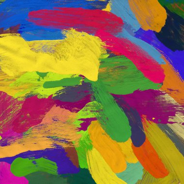 Tuval el yapımı yağlıboya. Renkli doku. Fırça darbeleri. Renkli görüntü. Modern sanat. Çağdaş sanat.