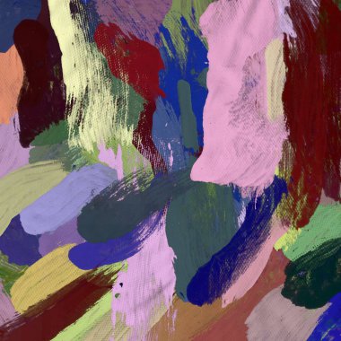 Tuval el yapımı yağlıboya. Renkli doku. Fırça darbeleri.