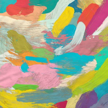 Tuval el yapımı yağlıboya. Renkli doku. Fırça darbeleri. Renkli görüntü. Modern sanat. Çağdaş sanat.
