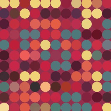 Siyah arka plan üzerinde kırmızı ve sarı koyu noktalardan yapılmış bir el çizim deseni 