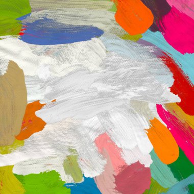 Tuval el yapımı yağlıboya. Renkli doku. Fırça darbeleri. Renkli görüntü. Modern sanat. Çağdaş sanat.