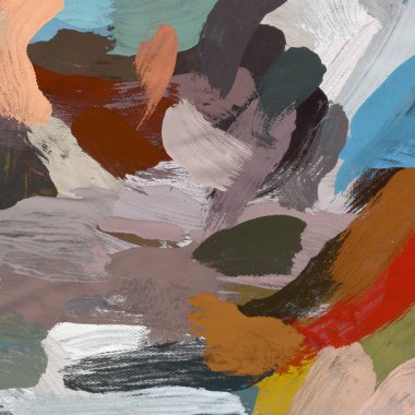 Tuval el yapımı yağlıboya. Renkli doku. Fırça darbeleri. Renkli görüntü. Modern sanat. Çağdaş sanat.