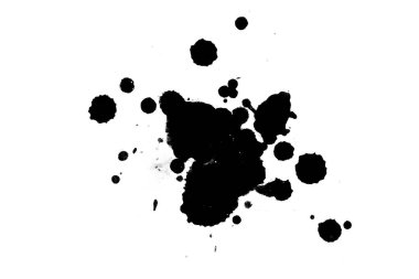 2d illüstrasyon. Siyah mürekkep sıçramaları. Beyaz arka plan üzerine boya sıçramaları