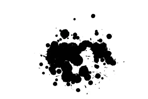 2Dイラスト 黒インクが飛び散る白い背景に塗料の飛散 — ストック写真