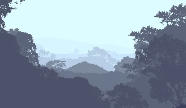Abstrakte Silhouette Mit Nebligen Waldbäumen — Stockfoto