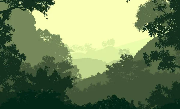 Abstrato Cenário Silhueta Com Árvores Floresta Nebulosas — Fotografia de Stock