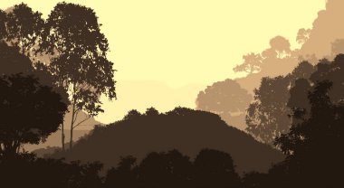 sisli ormanlık soyut siluetli afiş