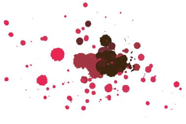 2d illüstrasyon. Renkli mürekkep sıçramaları. Parlak malzeme üzerine boya sıçradı. Çok renkli nokta. Beyaz kağıt üzerinde suluboya. 