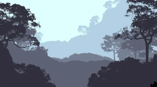 Banner Silhueta Abstrata Com Floresta Nebulosa — Fotografia de Stock