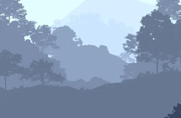 Abstract Silhouetted Banner Misty Woodland — Stock Photo, Image