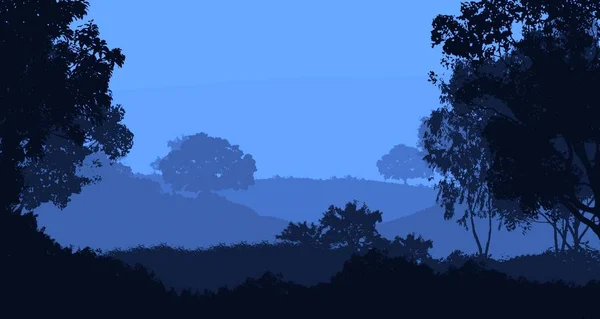 Абстрактний Силуетний Банер Туманним Лісом — стокове фото