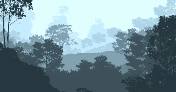 Abstract Silhouetted Background Foggy Hills Woodland — Stock Photo, Image