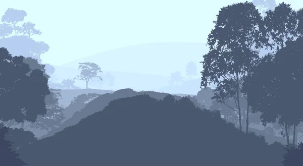 Αφηρημένη Σιλουέτες Φόντο Ομίχλη Λόφους Και Δασικές Εκτάσεις — Φωτογραφία Αρχείου