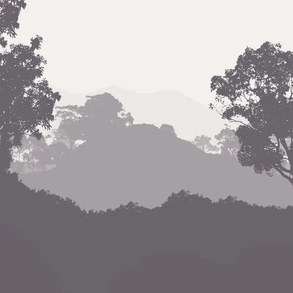 Absztrakt Körvonalas Háttér Ködös Dombok Erdők — Stock Fotó