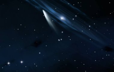 Evren yıldız ve gazla dolu. Uzak evren İllüstrasyon.  