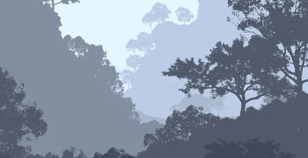 Abstract Silhouetted Background Foggy Hills Trees — Stock Photo, Image