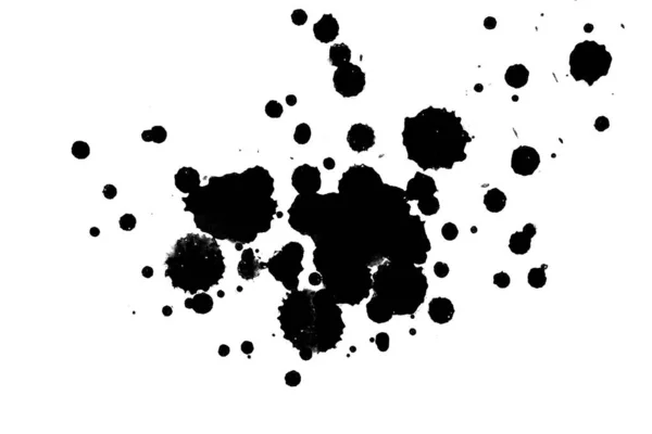 Abbildung Schwarze Tinte Spritzt Farbspritzer Auf Weißem Hintergrund — Stockfoto