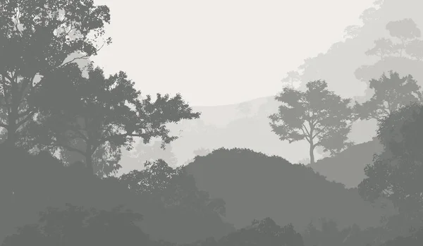 Abstract Silhouetted Background Foggy Hills Trees — Stock Photo, Image