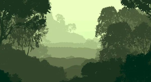 Абстрактный Пейзаж Туманных Гор Лесов — стоковое фото
