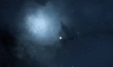 Evren yıldız ve gazla dolu. Uzak evren İllüstrasyon.  