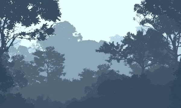 Paisagem Abstrata Montanhas Nebulosas Árvores Florestais Silhuetas — Fotografia de Stock