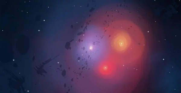 Illustration Långt Ner Rymden Ljusa Stjärnor Planeter Månar Olika Science — Stockfoto