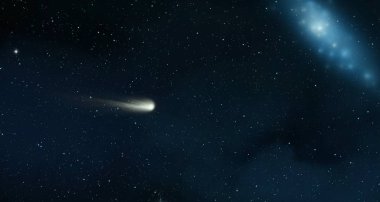 Evren yıldız ve gazla dolu. Uzak evren İllüstrasyon.  